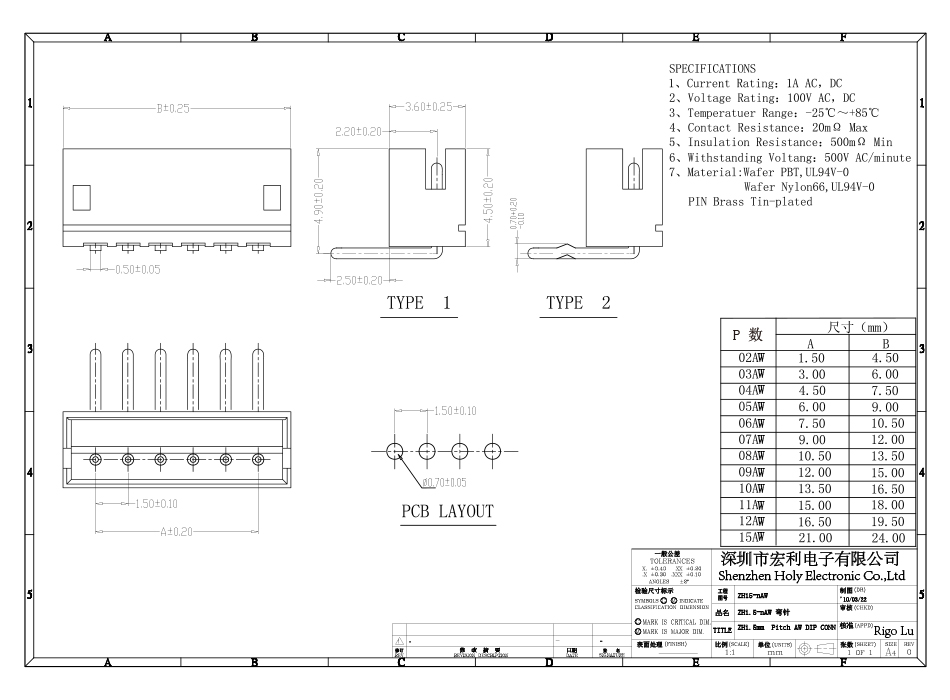 1.5mm間距 12AW彎針座子 直插式條形連接器接插件針座,宏利